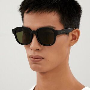 SALE! NEW Gucci GG1140SK 002 Black Green Square Unisex Sunglasses